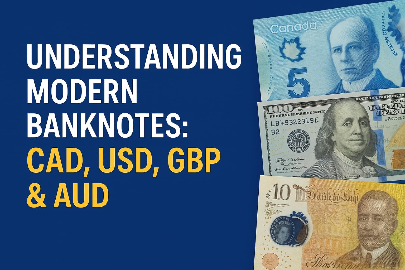 Understanding Modern Banknotes: CAD, USD, GBP & AUD – Security Features & Collectible Value