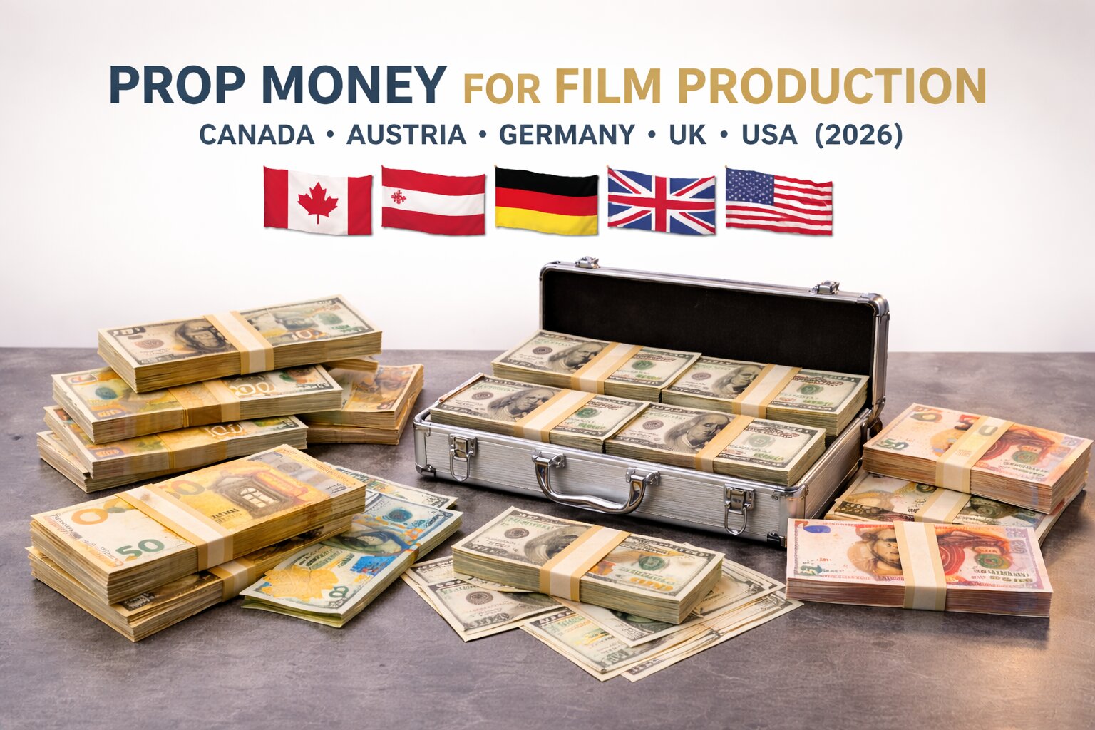 Prop Money for Film Production in Canada, Austria, Germany, UK & USA